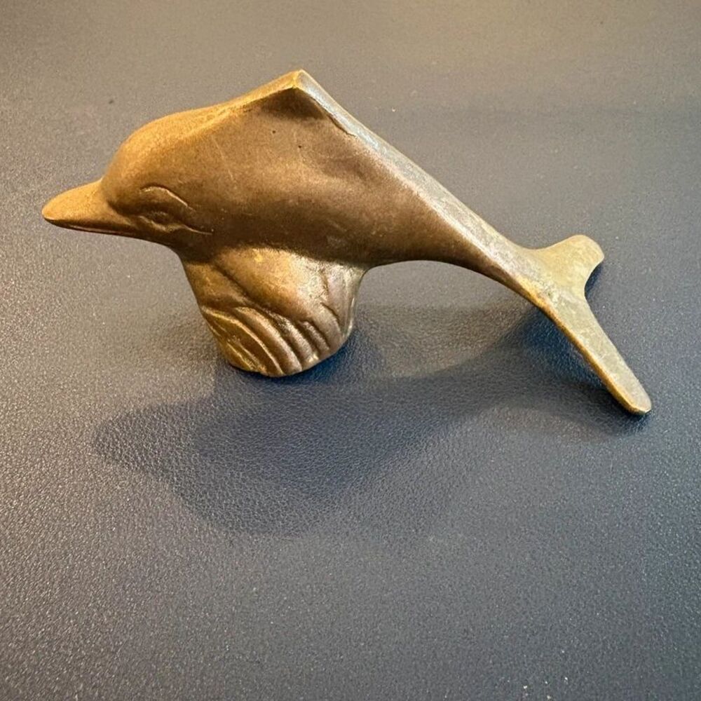 Vintage Brass Dolphin 5” Made in Korea label